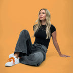 Coral orange elastic shoelace by Bread, stretchy and durable, suitable for casual footwear and sneaker laces.