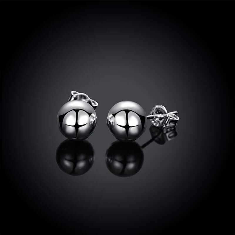 Creative Bead Stud Earrings in silver-plated copper finish.