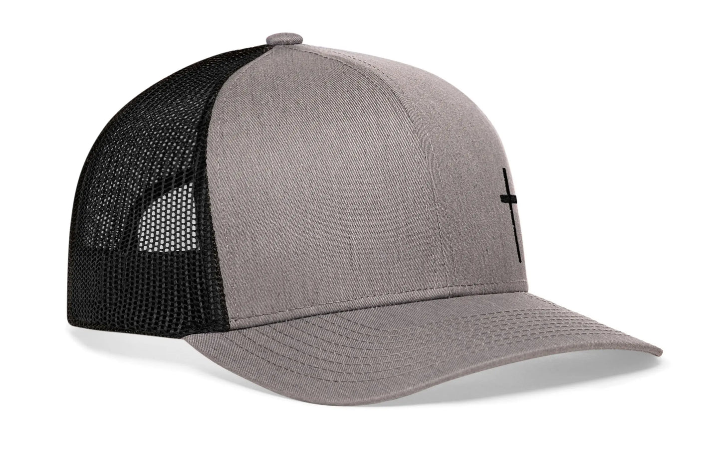 Cross Trucker Hat  |  Gray Black Christian Snapback Plush Fashion Hub