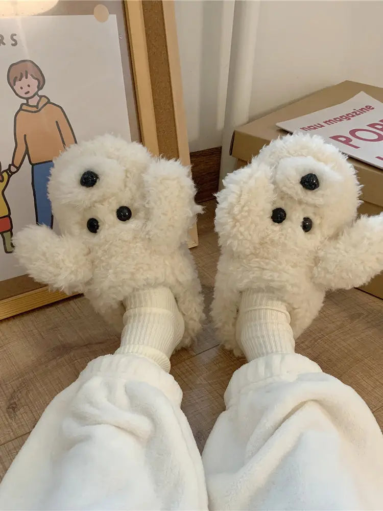 Cute Bear Cartoon Furry Slippers PAINEVIDA 26.99
