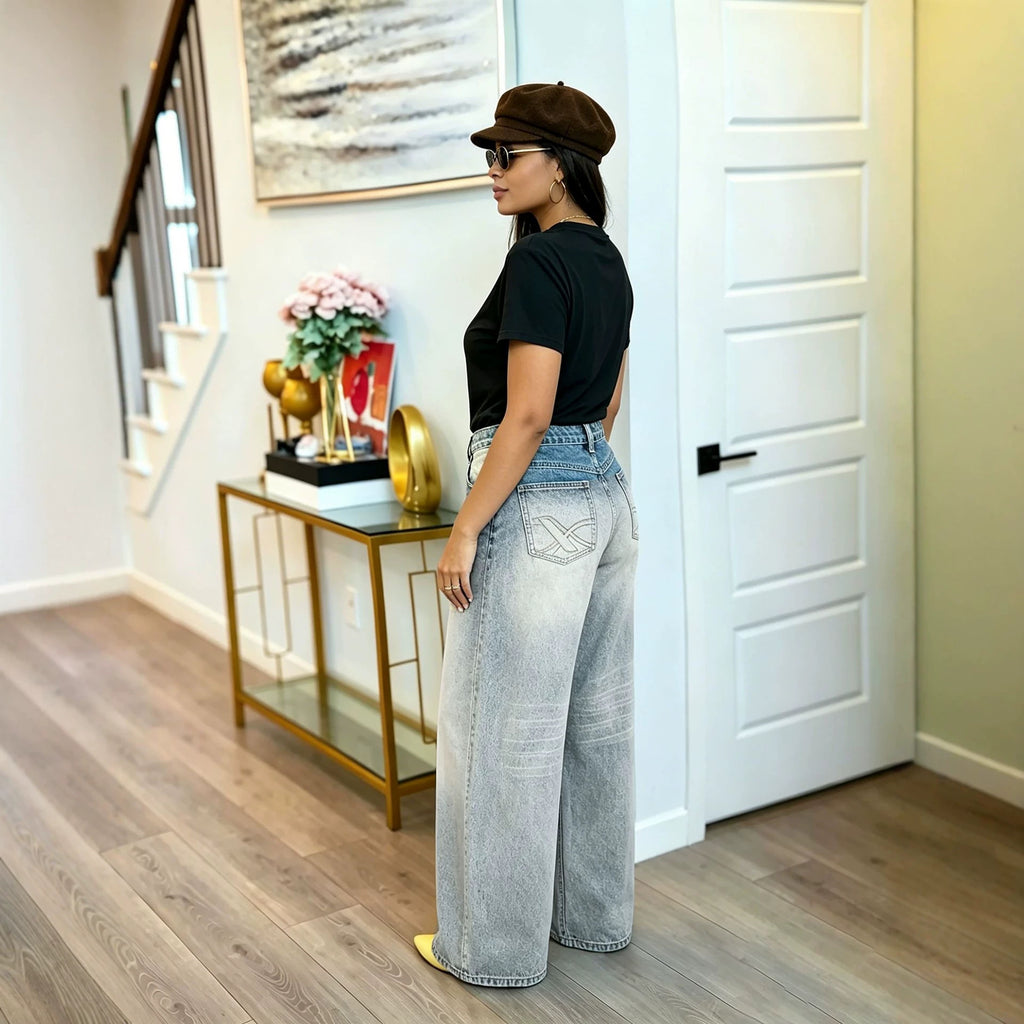 Vintage Washed Gradient Straight Fit Denim Jeans