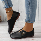 Modern Square-Toe Button Loafers