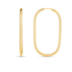 14k yellow gold paperclip hoop earrings with large, bold design, showcasing smooth, polished finish and contemporary style.