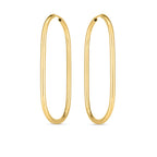 14k yellow gold large paperclip hoop earrings, stylish and bold jewelry accessory with a modern design.