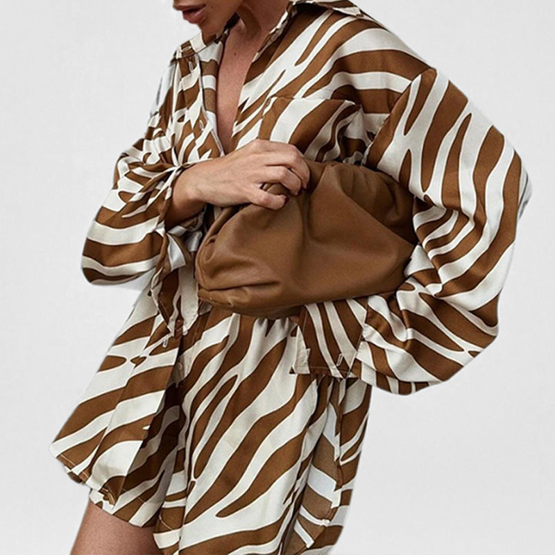 Printed Short Sleeve Two-Piece Set