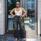 Urban Graffiti Ripped High-Rise Jeans