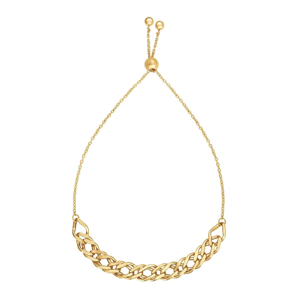 14k yellow gold adjustable chain bracelet with clasp, stylish jewelry accessory in a close-up shot.