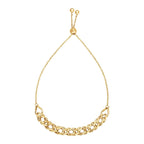 14k yellow gold adjustable chain bracelet with clasp, stylish jewelry accessory in a close-up shot.