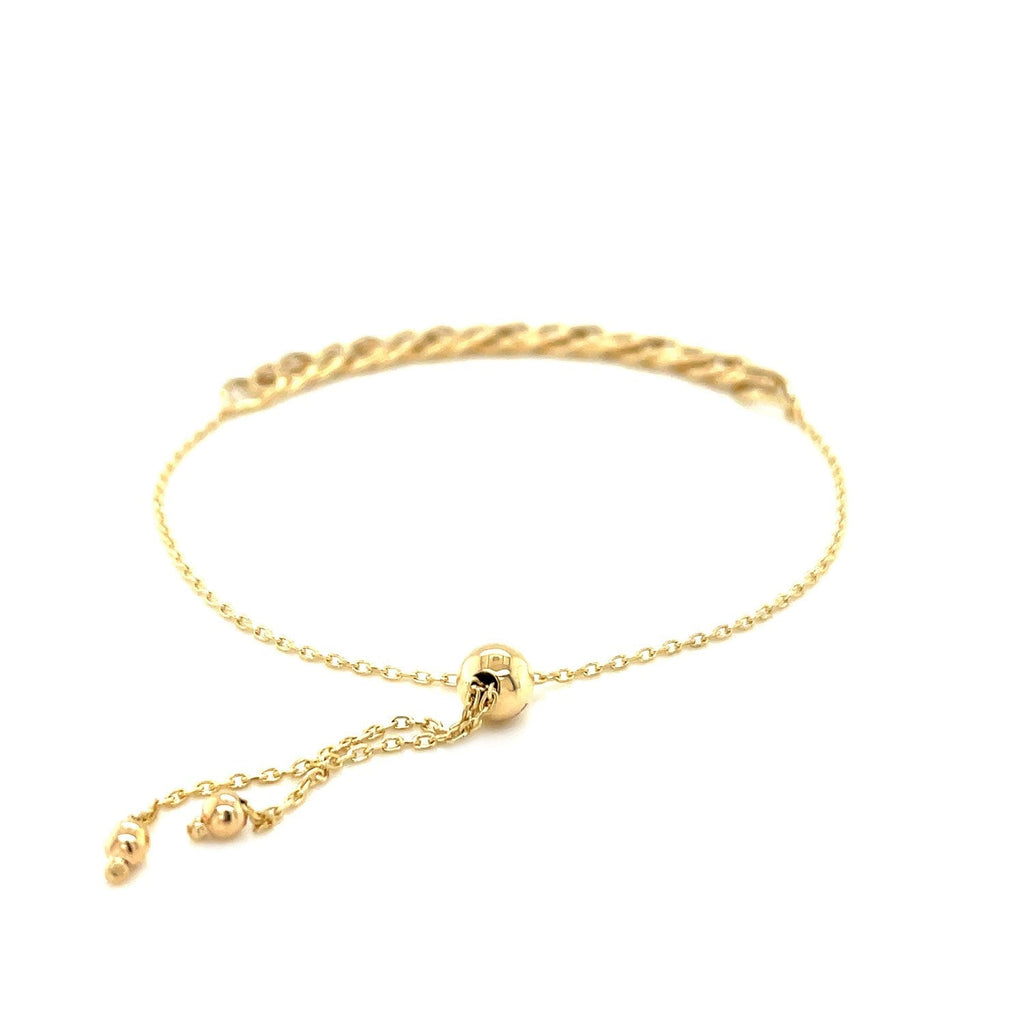 14k yellow gold adjustable chain bracelet with delicate links, featuring a secure clasp for a stylish and customizable fit.