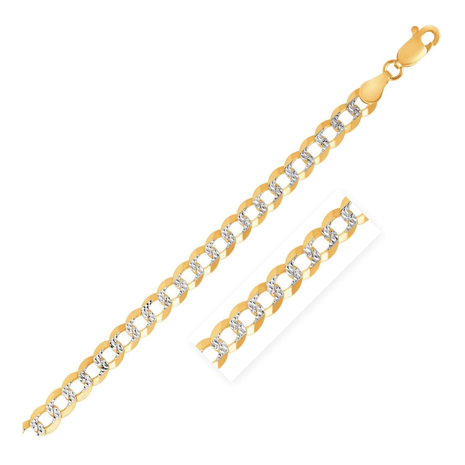 14k two-tone gold pave curb bracelet with intricate link design, showcasing a luxurious and stylish jewelry piece.