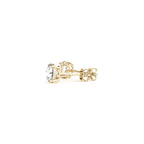 Certified IGI lab-grown round diamond stud earrings in 14k yellow gold with G/VS2 quality, 1.5 carat total weight.