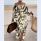 Elegance Two-Piece Off-Shoulder Top & Slit Skirt Set