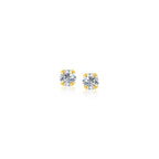 14k yellow gold stud earrings featuring faceted white cubic zirconia gemstones, elegant and sparkling jewelry accessory.