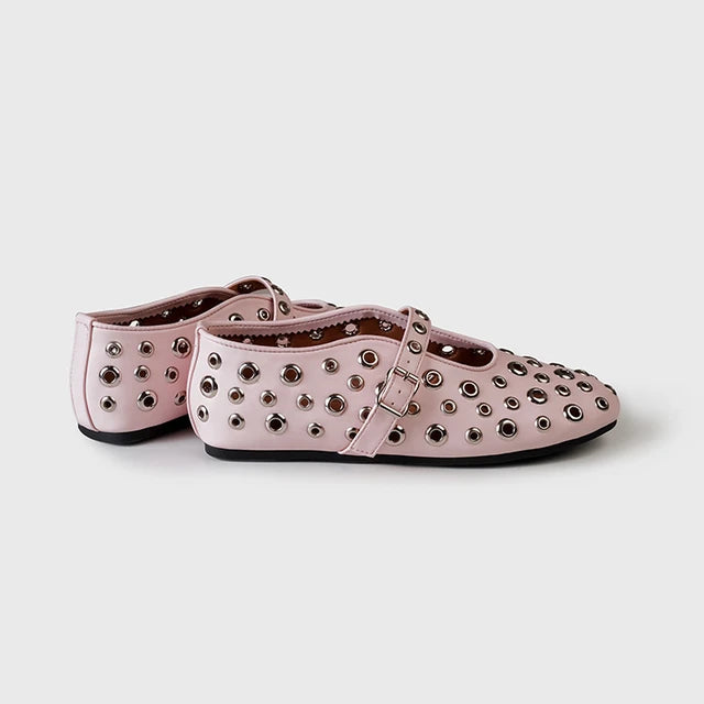 Riveted Round Toe Mary Jane Flats