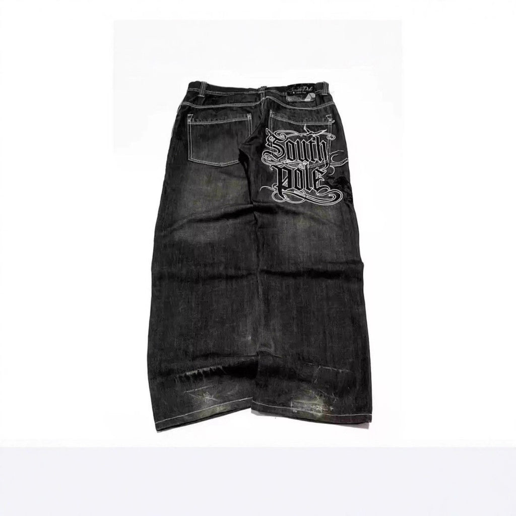 Eprolo retro washed wide-leg denim jeans featuring a relaxed fit and vintage style, shown on a model.