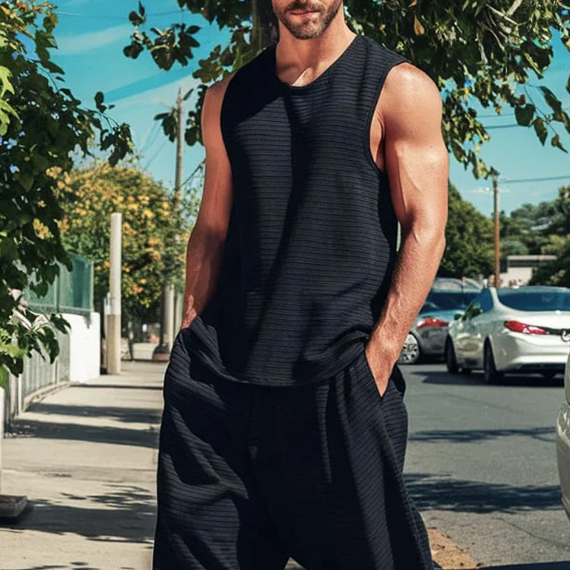 Eprolo summer sleek sleeveless two-piece lounge set with a stylish top, ideal for casual and relaxed summer wear.
