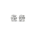 Pair of 2 cttw Certified IGI Lab Grown Round Diamond Stud Earrings in 14k white gold with G/VS2 clarity.