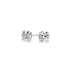 Pair of 2 cttw IGI-certified lab-grown round diamond stud earrings in 14k white gold with G/VS2 clarity.
