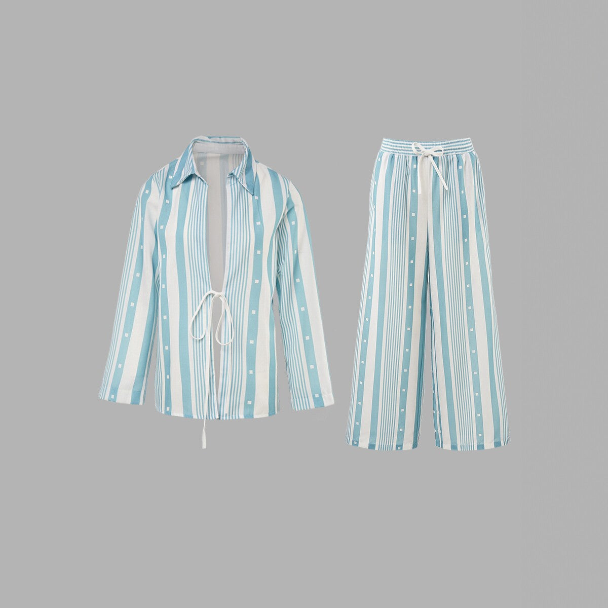 Blue and white striped wide-leg lounge bottoms from eprolo, comfortable and stylish for relaxed wear.