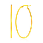 14k yellow gold slim oval shape hoop earrings, elegant jewelry accessory, Bids.com brand.