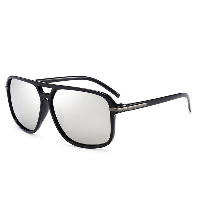 Oversized polarized mirror sunglasses for men, driving goggles style, by Plush Fashion Hub, with reflective lenses and bold frame.