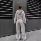 Relaxed Hooded Zip-Up & Wide-Leg Trouser Two-Piece Set