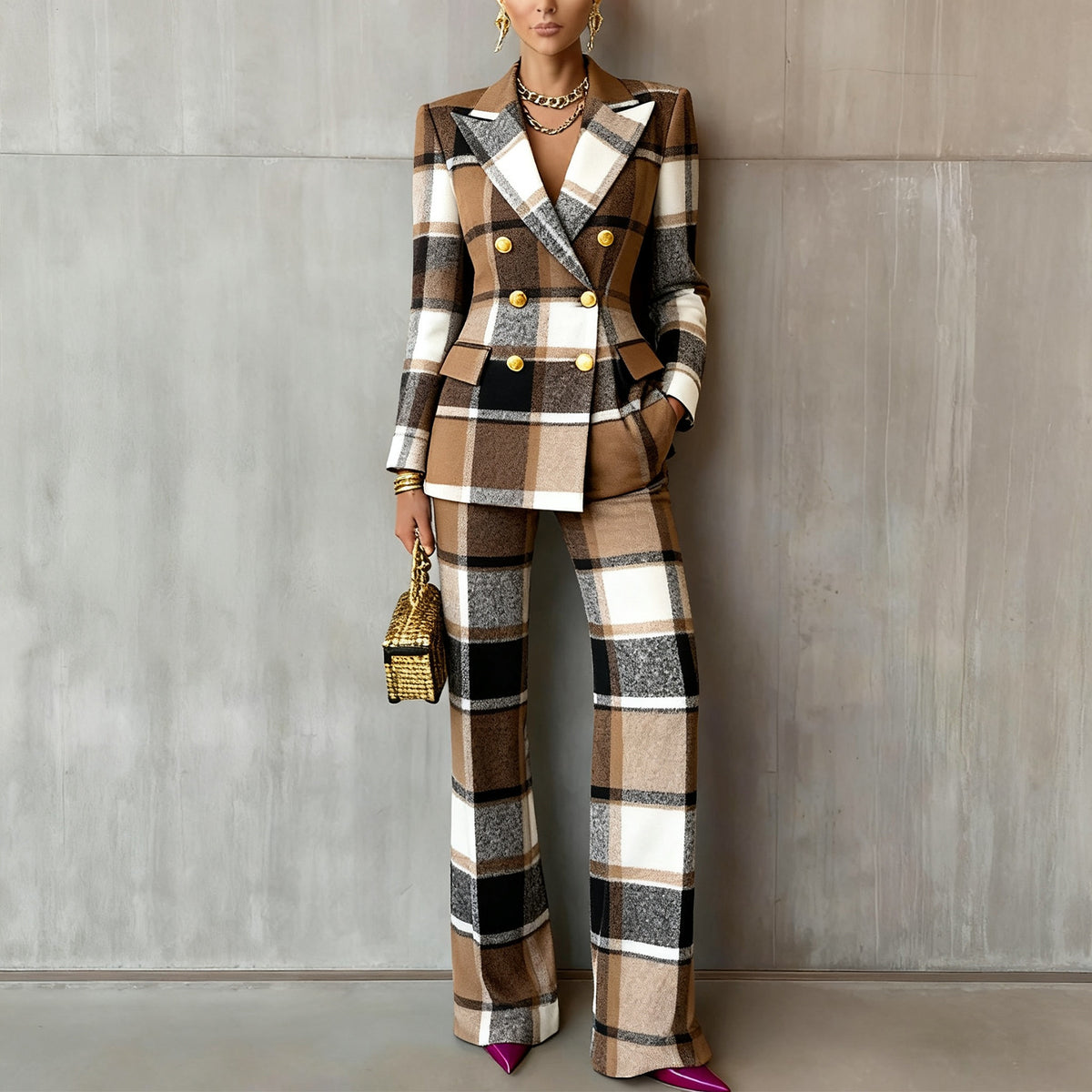 Long-sleeve slim fit ladies work suit by Plush Fashion Hub, featuring professional tailored design for office or business attire.