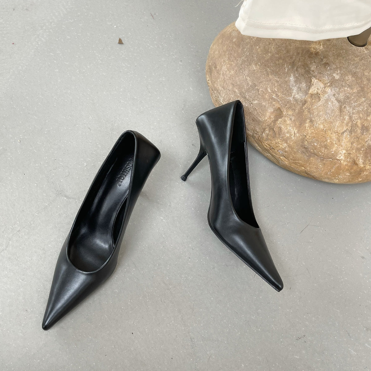 Women's premium leather pointed-toe stiletto heels by Plush Fashion Hub, elegant and stylish footwear with sleek design.