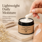 Timeless Organics Skin Care Intense Hydration Vitamin E Facial Cream jar with white lid and creamy texture.