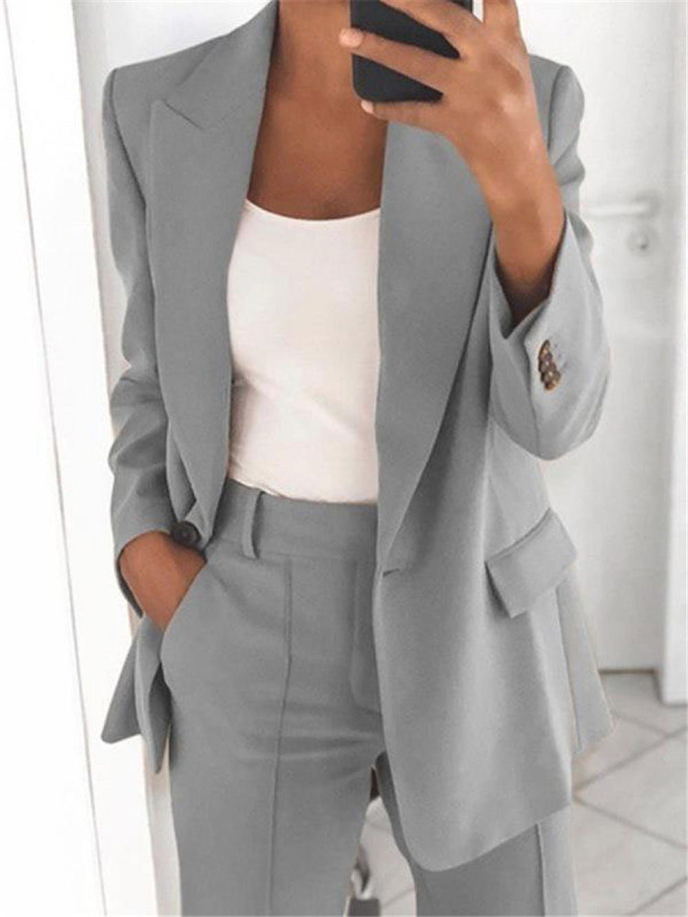 Sophisticated Notched Collar Slim Fit Blazer