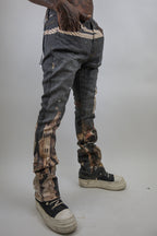 ARMOR JEANS RM203SK graphic printed stacked jeans with bold design, front view showing detailed pattern and stylish fit.