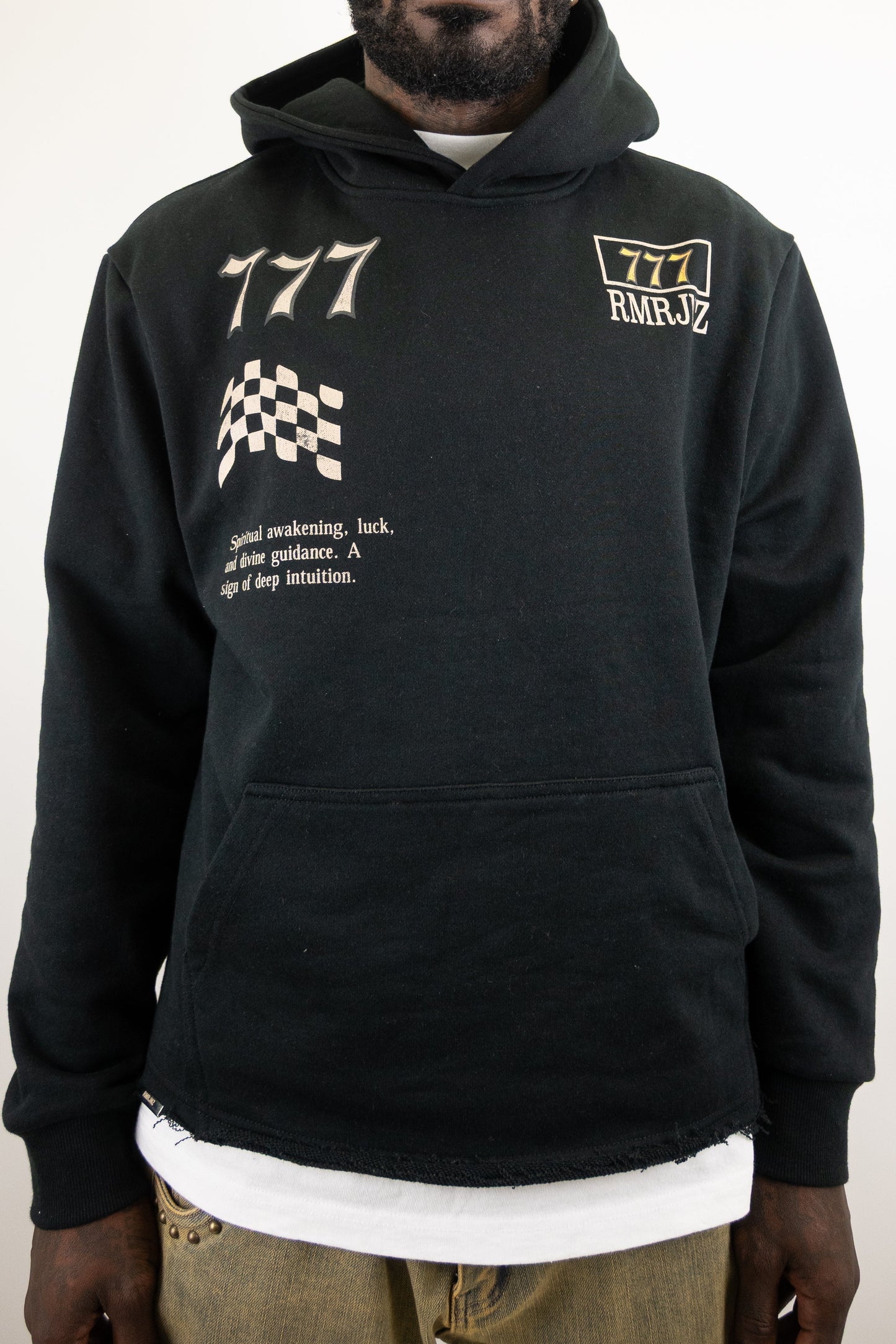 Plush Fashion Hub RM1181C Moto Cropped Hoodie, black outerwear with zip-up front and ribbed cuffs, displayed on a hanger.