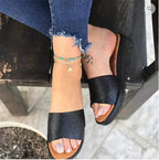 Comfortable wedge heel women's sandals with mid-height heel and open toe design by Trendy Attic Store01.