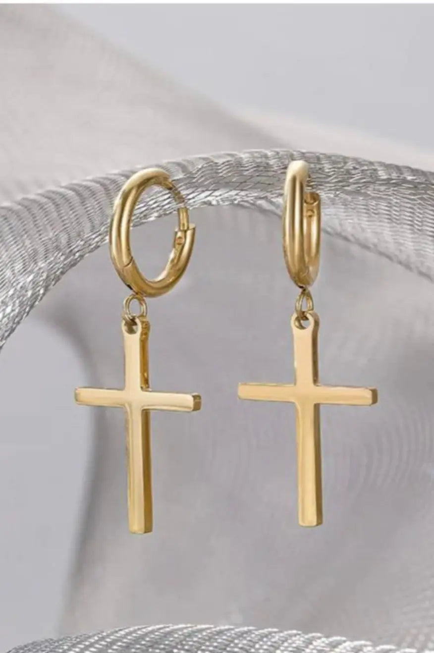 Dangle cross gold earrings Pretty Little Patriot
