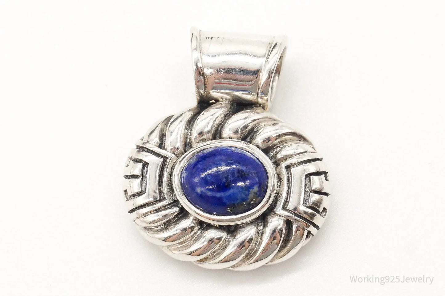 Designer CNA Blue Lapis Lazuli Sterling Silver Pendant Plush Fashion Hub