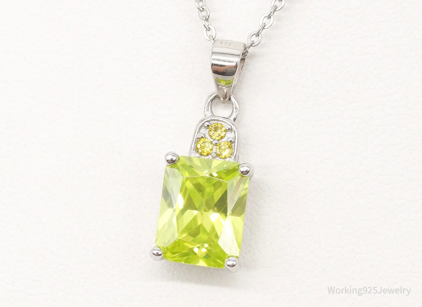 Designer Ryze Lime & Yellow Cubic Zirconia Sterling Silver Necklace Plush Fashion Hub