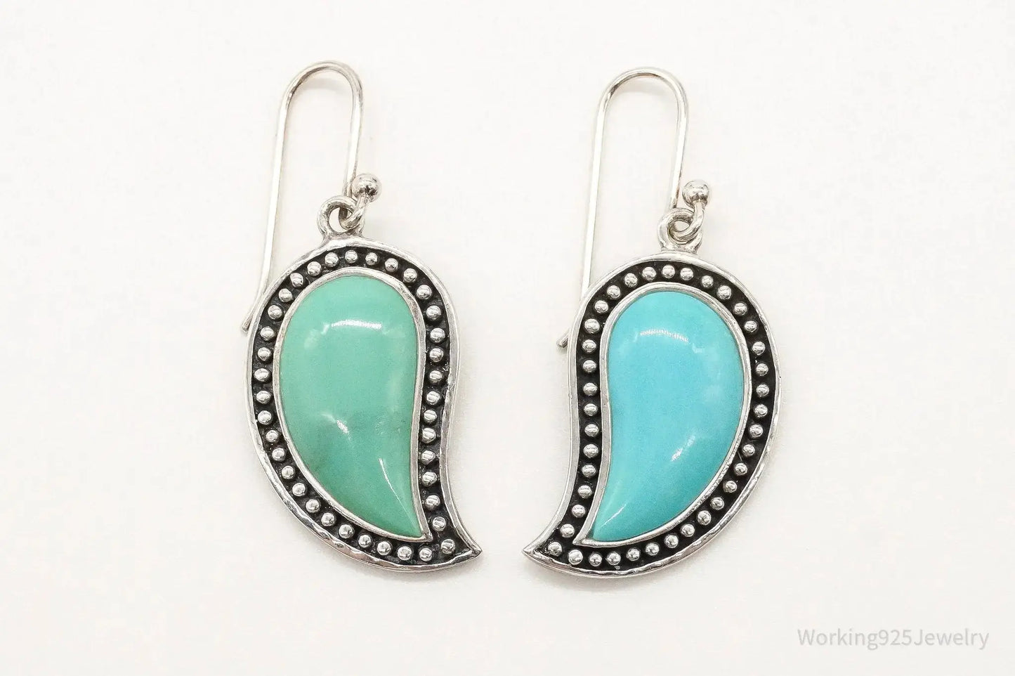 Designer SX Turquoise Sterling Silver Earrings - Plush Fashion Hub
