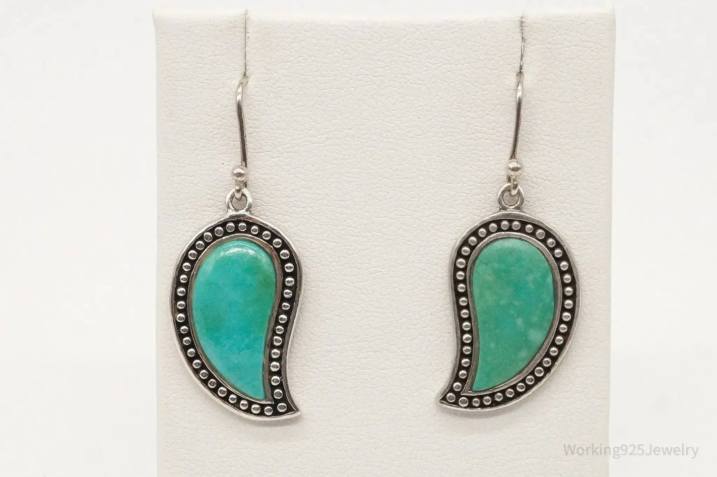 Designer SX Turquoise Sterling Silver Earrings - Plush Fashion Hub
