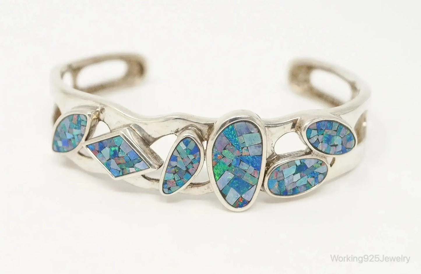 Designer Whitney Kelly WK Blue Fire Opal Sterling Silver Bracelet - Plush Fashion Hub