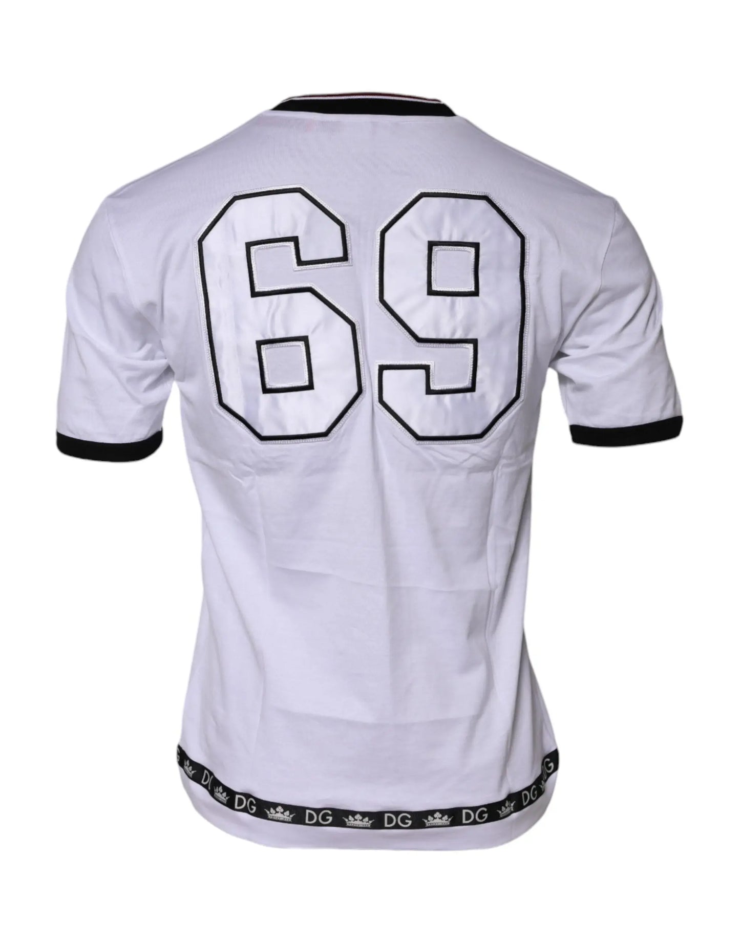 Dolce & Gabbana White Cotton Crown King Embroidery T-shirt Plush Fashion Hub