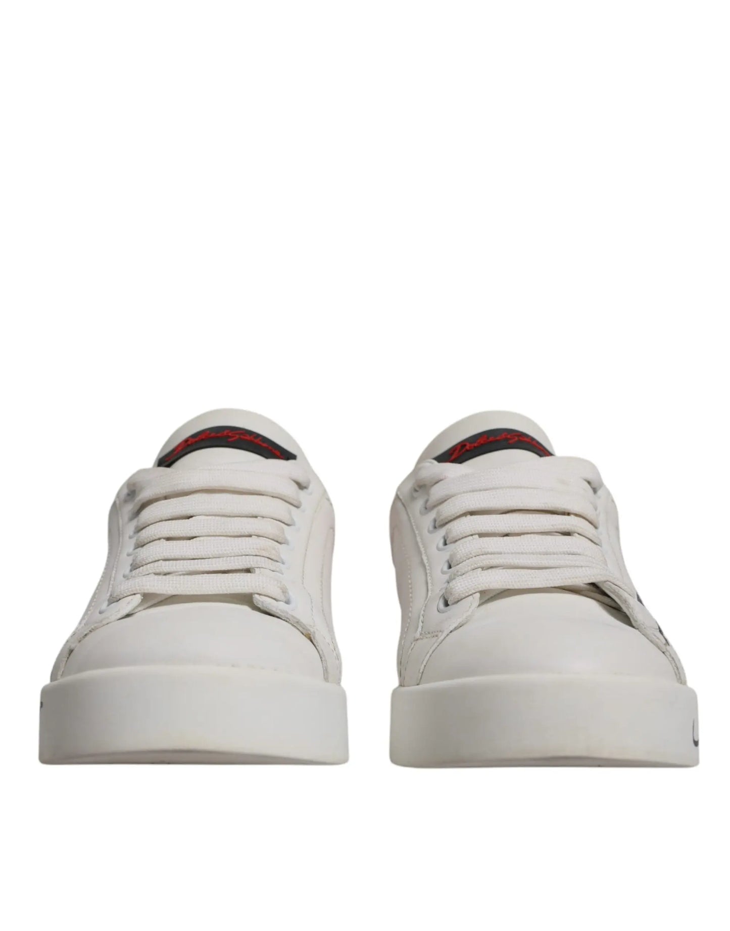 Dolce & Gabbana White Red Logo Portofino Sneakers Shoes Plush Fashion Hub