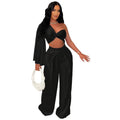 Asymmetrical Pleated One-Shoulder Top & Trouser Set