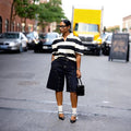 Street Style Double Waistband Studded Denim Two-Piece Set