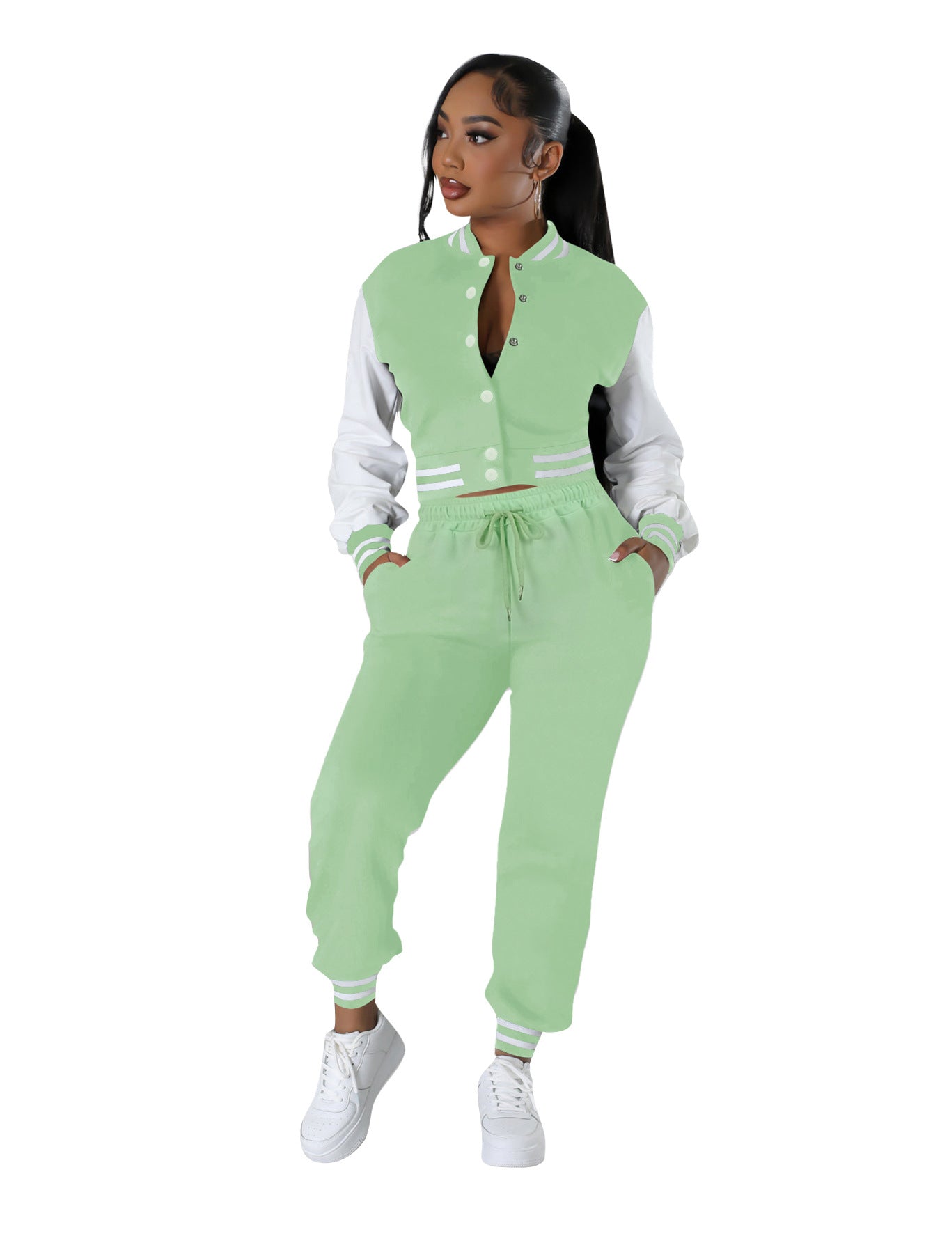 Modern spliced buckle two-piece set by eprolo, featuring stylish design and coordinating pieces for a contemporary look.