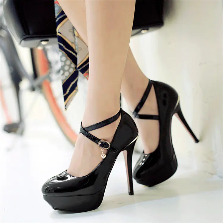 Women’s waterproof platform high heels with round toe, stylish and trendy footwear from Trendy Attic Store01.