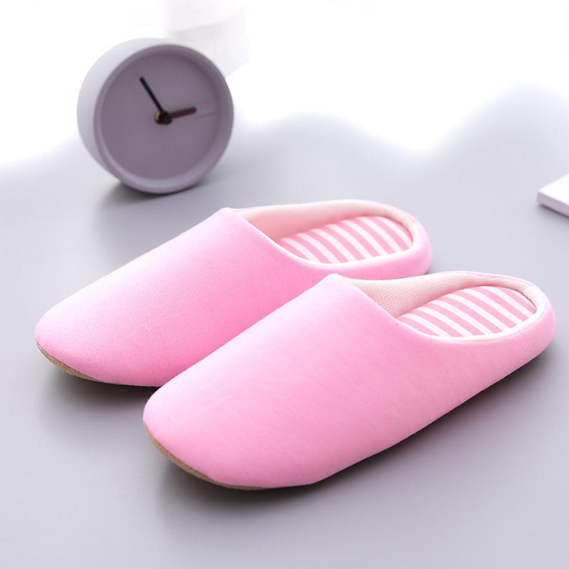 Soft cotton minimalist indoor slippers by Plush Fashion Hub, featuring a simple design and cozy comfort for home wear.