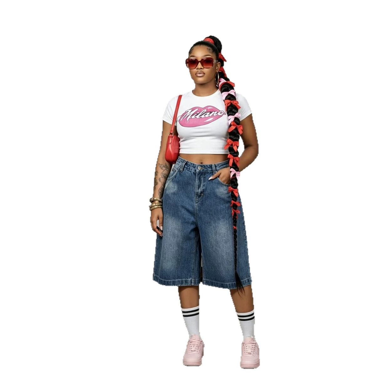 Washed distressed denim shorts from Plush Fashion Hub, casual bottoms featuring frayed edges and a relaxed fit.