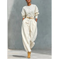 Relaxed Two-Piece Wide-Leg Set with Belt