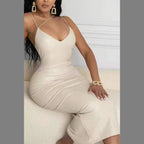 Plus size women's stylish leather dress in autumn winter fashion, featuring a fitted design and trendy details.