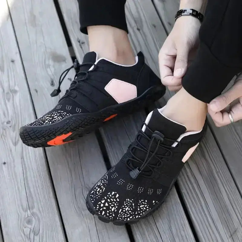 Plush Fashion Hub women's breathable mesh athletic sneakers with elastic lock laces, lightweight and comfortable footwear for active wear.